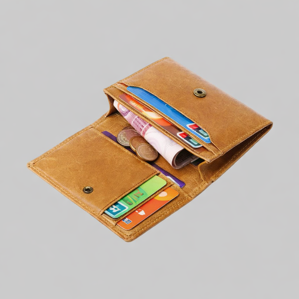 The Heritage Compact Wallet — Genuine Leather & RFID Edition