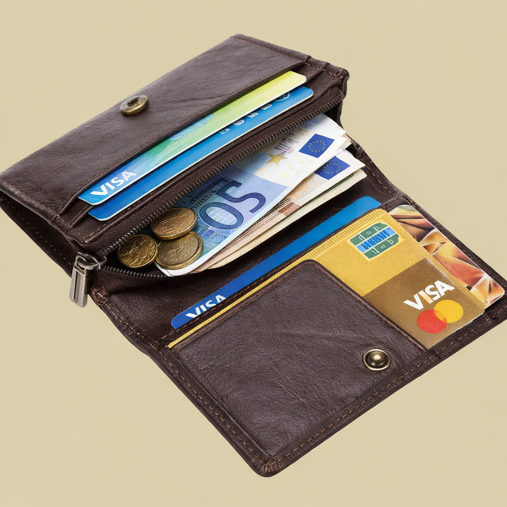 The Heritage Compact Wallet — Genuine Leather & RFID Edition
