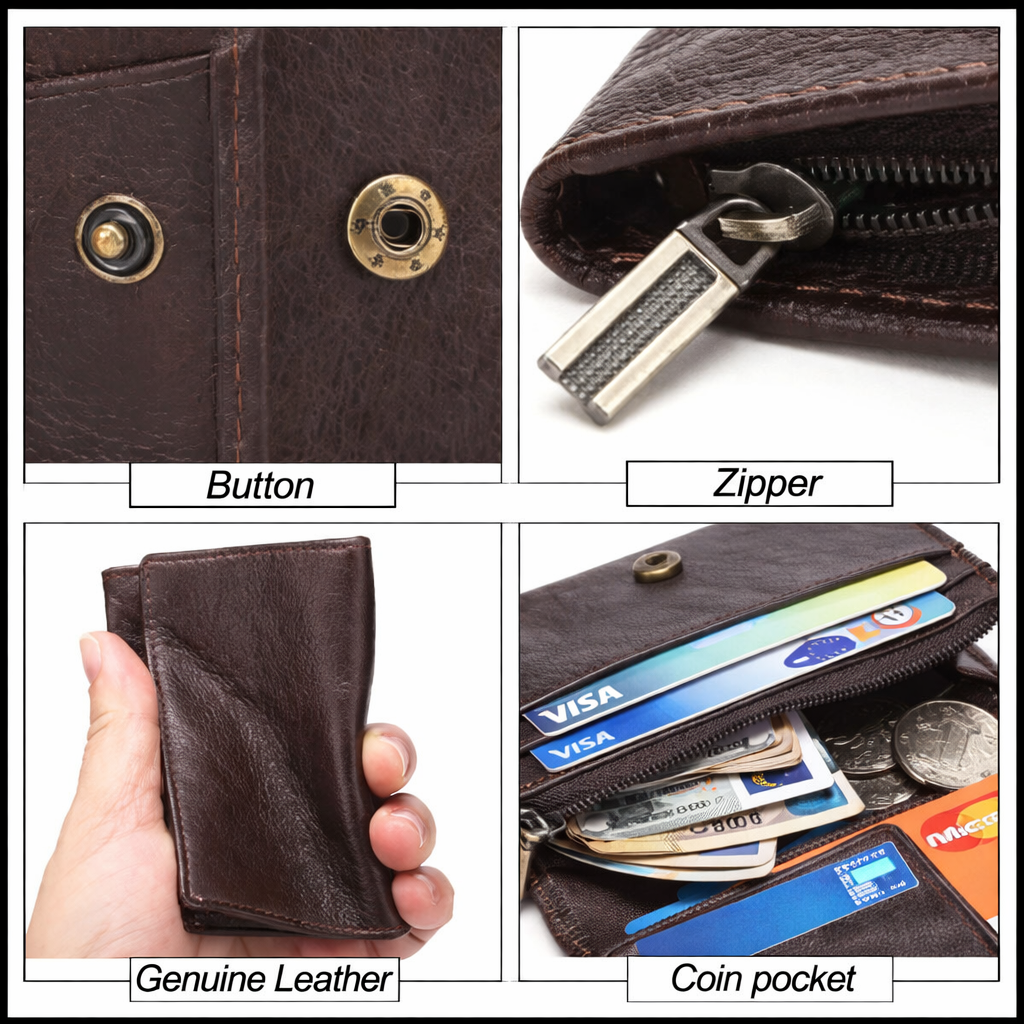 The Heritage Compact Wallet — Genuine Leather & RFID Edition