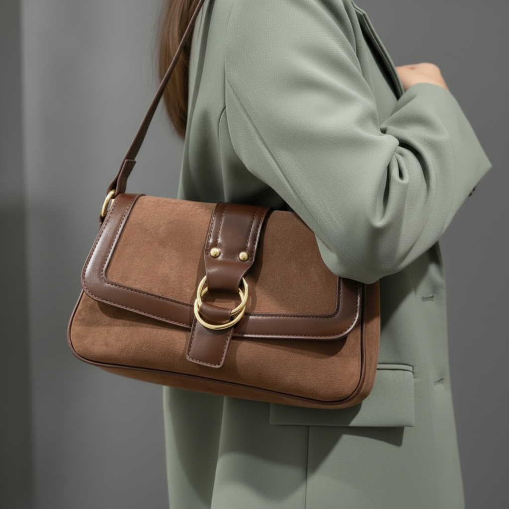 The Vintage Suede Shoulder Bag — Aesthetic Satchel