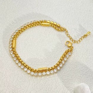 The Dual Luxe Bracelet — Champagne Lustre & Brilliant Zirconia