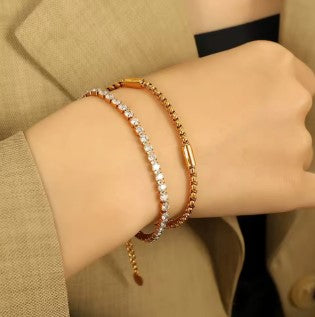 The Dual Luxe Bracelet — Champagne Lustre & Brilliant Zirconia