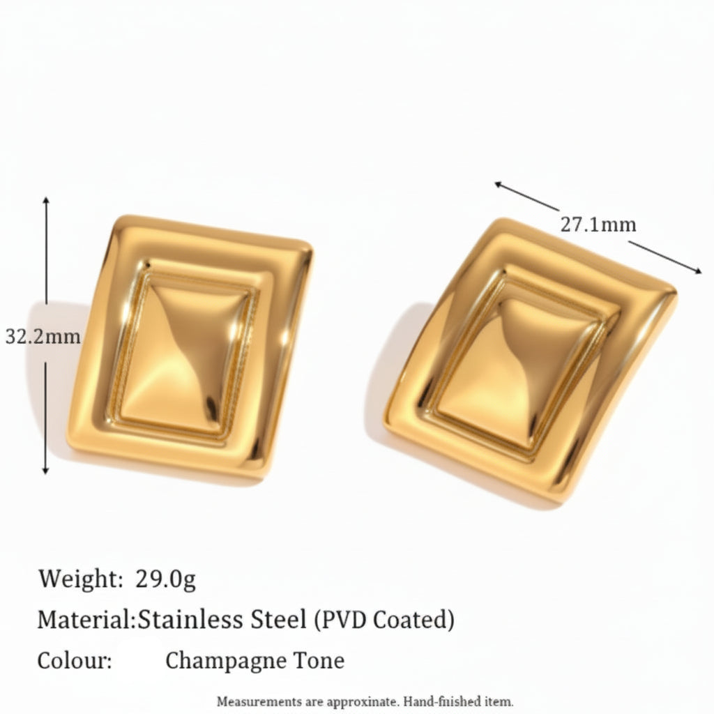 The Elysian Rectangular Studs — Artisan Metallic Edition