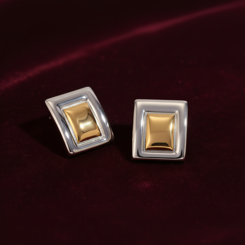 The Elysian Rectangular Studs — Artisan Metallic Edition