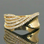 The Aurora Wave Ring — Champagne Lustre Five-Band Pavé Edition