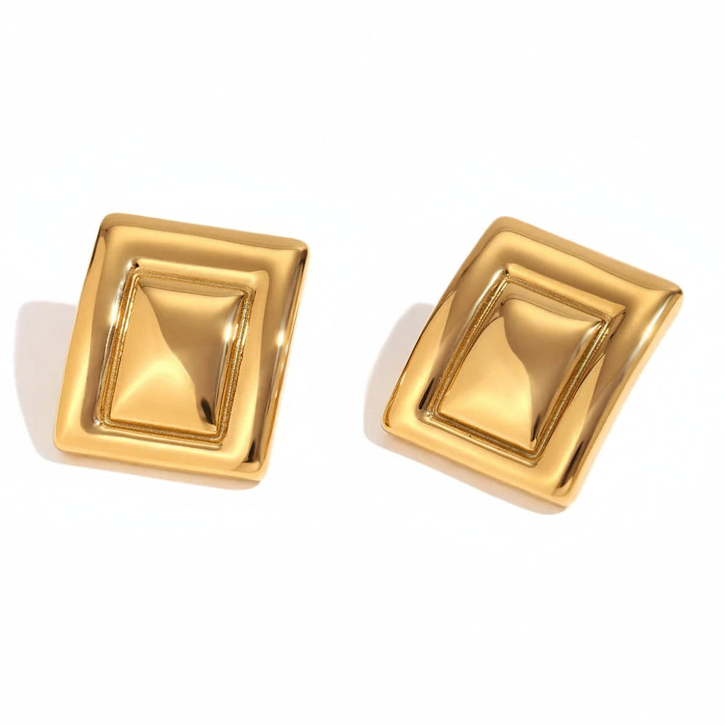 The Elysian Rectangular Studs — Artisan Metallic Edition