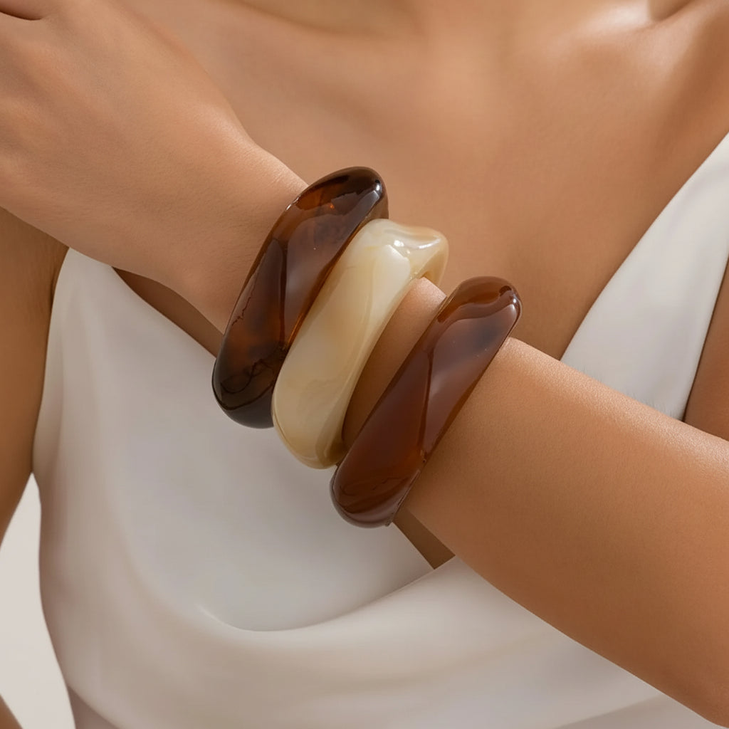 The Obsidian & Amber — Sculptural Cuff