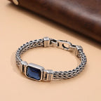 The Heritage Woven Bracelet — Artisan Chrome & Azure Crystals