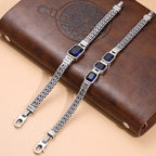 The Heritage Woven Bracelet — Artisan Chrome & Azure Crystals