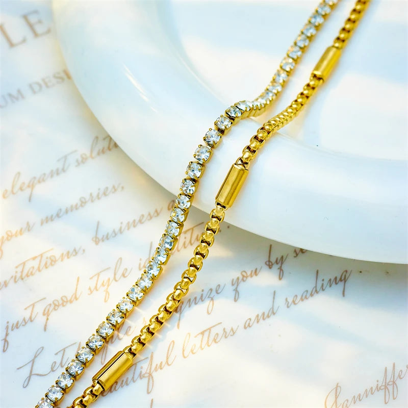 The Dual Luxe Bracelet — Champagne Lustre & Brilliant Zirconia