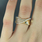 The Aurora Wave Ring — Champagne Lustre Five-Band Pavé Edition