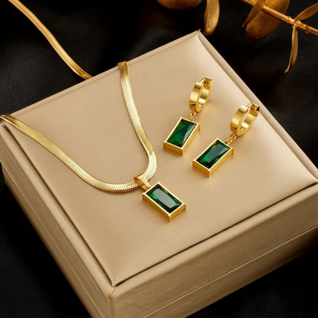 The Emerald Geometric Set — Artisan Malachite Edition