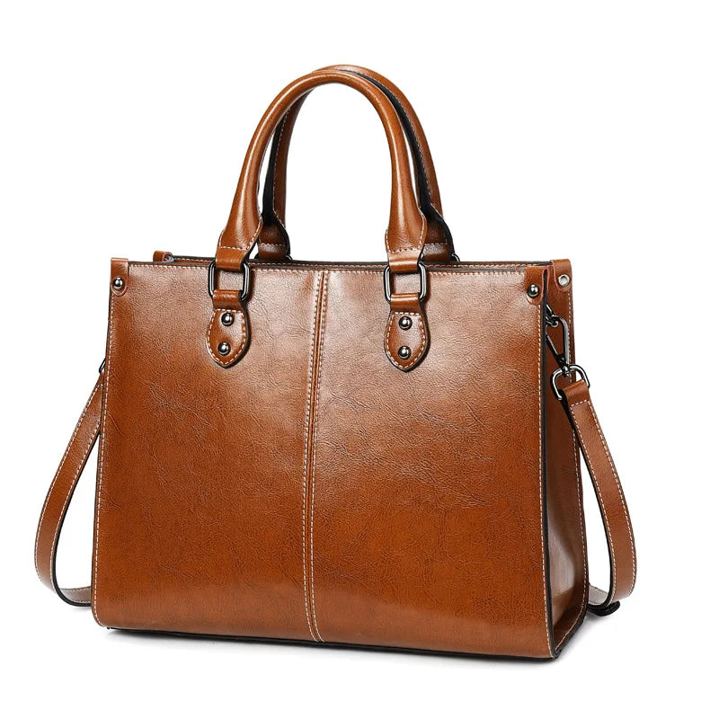 The Heritage Box Tote — Structured Genuine Leather Edition