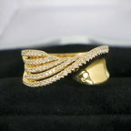 The Aurora Wave Ring — Champagne Lustre Five-Band Pavé Edition