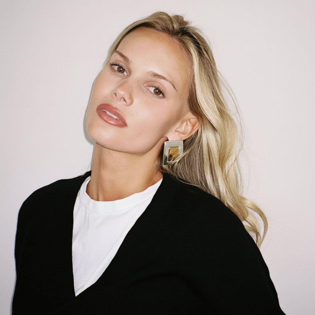 The Elysian Rectangular Studs — Artisan Metallic Edition