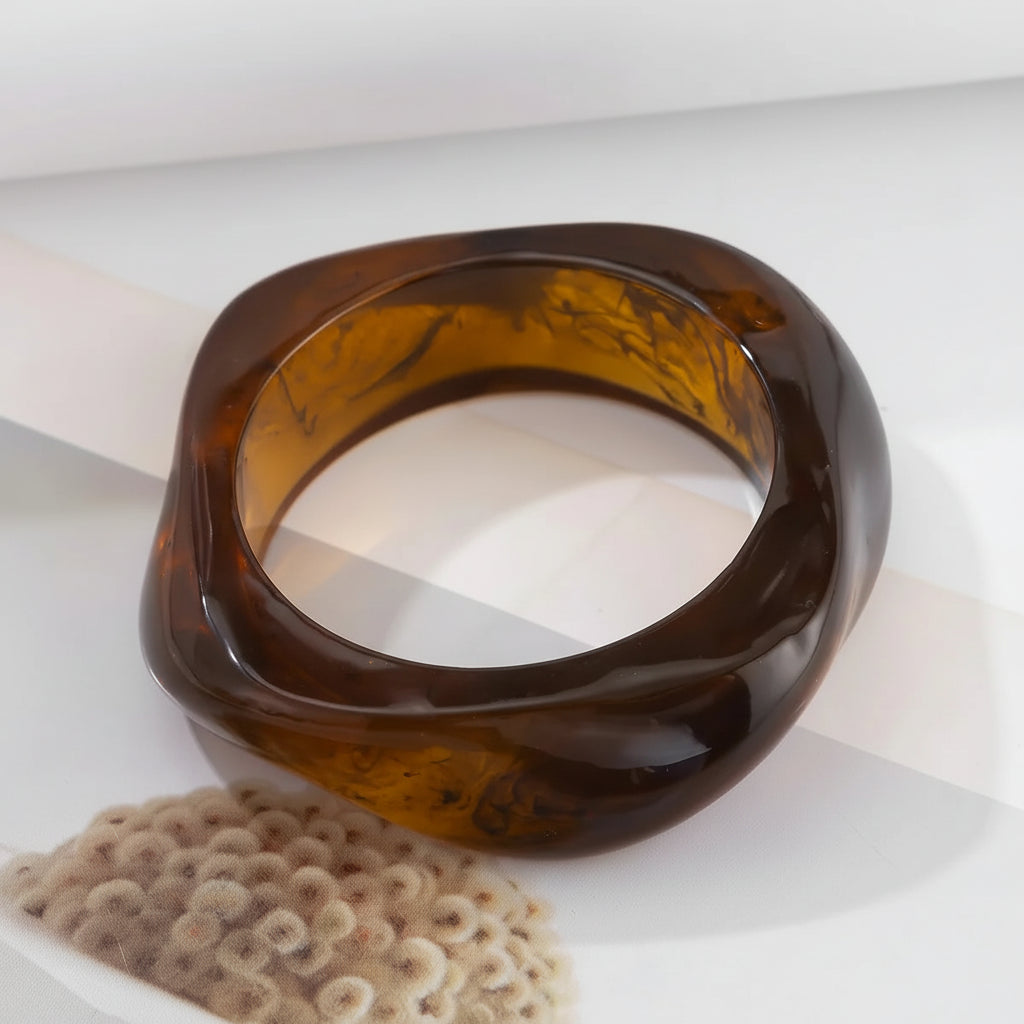 The Obsidian & Amber — Sculptural Cuff