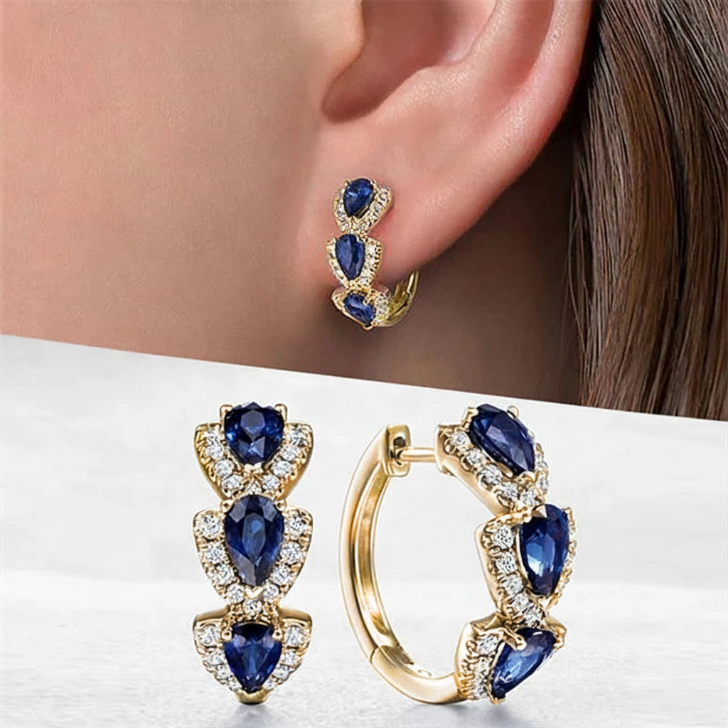 The Azure Teardrop Hoops — Royal Bloom Edition