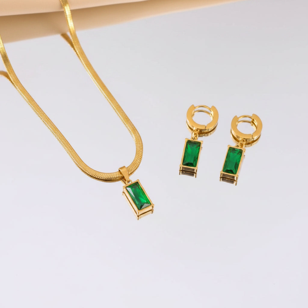 The Emerald Geometric Set — Artisan Malachite Edition